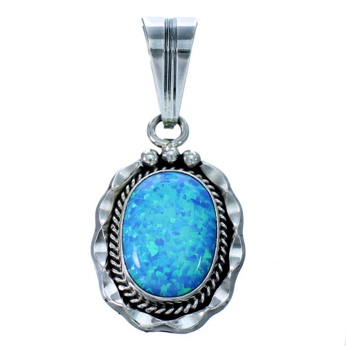 Sterling Silver American Indian Blue Opal Pendant RX113782