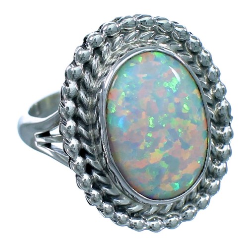 Navajo Indian Opal Sterling Silver Ring Size 5-3/4  LX113866