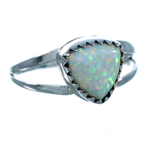 Navajo Indian Genuine Sterling Silver Opal  Ring Size 5-1/2  LX113885