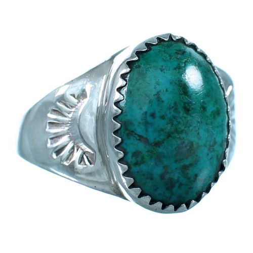 Kingman Turquoise Genuine Sterling Silver Navajo Ring Size 8-3/4  LX113922