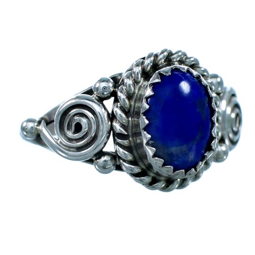 Genuine Sterling Silver Lapis American Indian Ring Size 6-3/4  LX113941