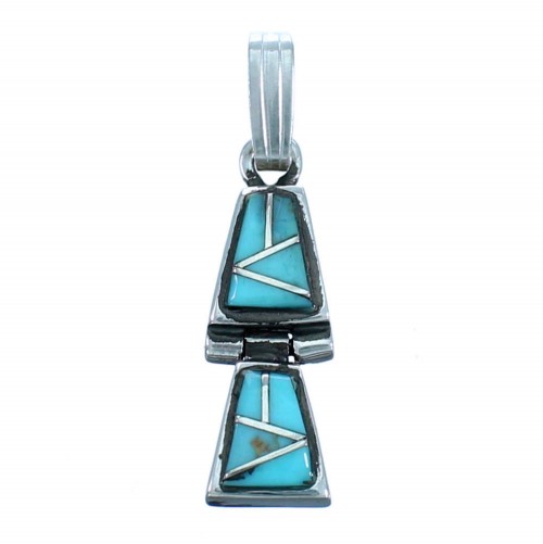 Southwest Turquoise Inlay Genuine Sterling Silver Pendant RX113973