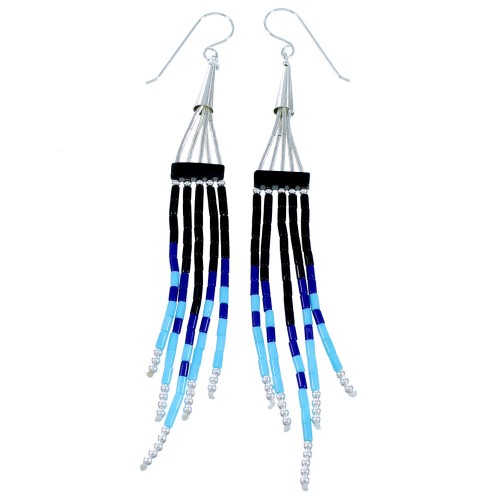 Genuine Sterling Liquid Silver Multicolor Bead Hook Dangle Earrings RX114066