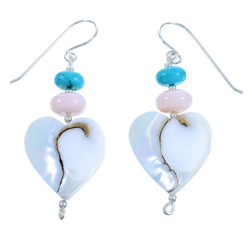 Genuine Sterling Silver Multicolor Heart Bead Hook Dangle Earrings LX114107