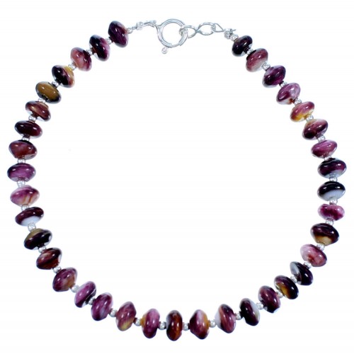 Sterling Silver And Purple Oyster Shell Bead Bracelet SX113975