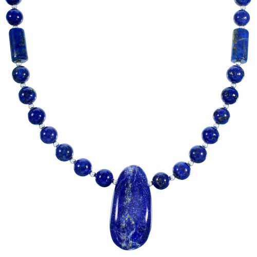 Lapis Sterling Silver Southwest Bead Necklace RX114153