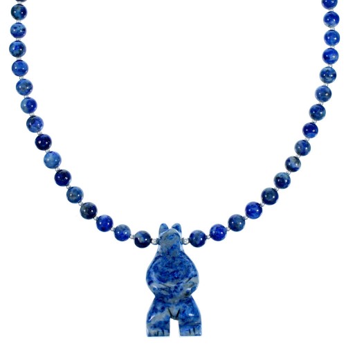 Denim Lapis Bear Sterling Silver Jewelry Bead Necklace RX114159