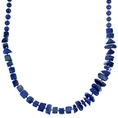 Sterling Silver Lapis Southwest Bead Necklace RX114161