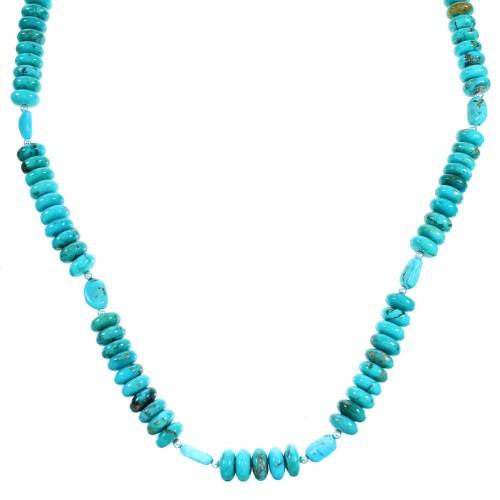 Kingman Turquoise And Sterling Silver Bead Necklace RX114211
