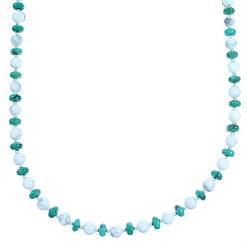 Sterling Silver Turquoise Howlite Bead Necklace RX114218