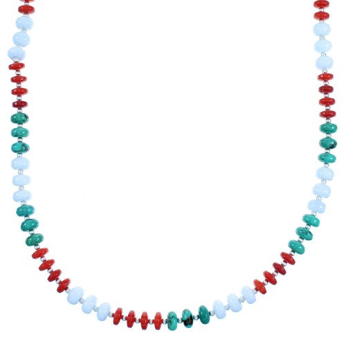 Multicolor Genuine Sterling Silver Bead Necklace RX114276