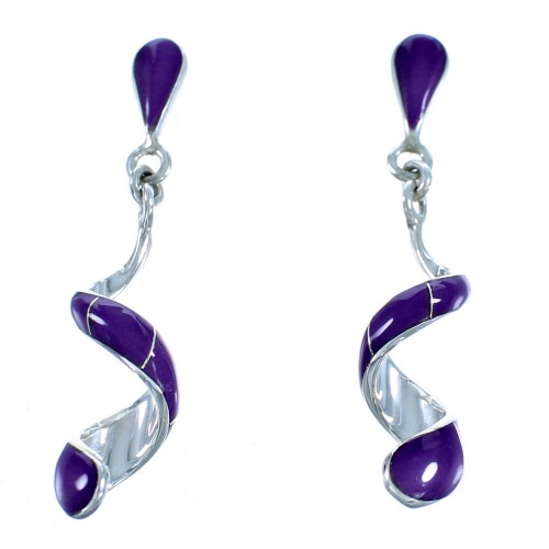 Sugilite Sterling Silver Southwest Spiral Post Dangle Earrings SX114289