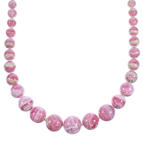 Rhodochrosite And Sterling Silver Bead Necklace SX114392