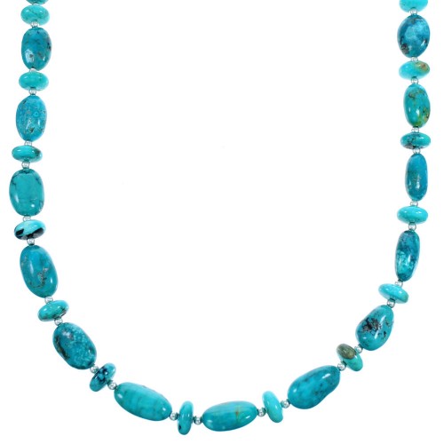 Authentic Sterling Silver Turquoise Bead Necklace SX114560