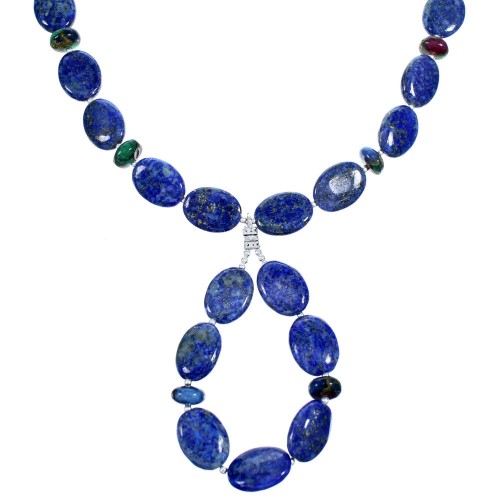 Lapis And Jasper Sterling Silver Bead Necklace RX114618