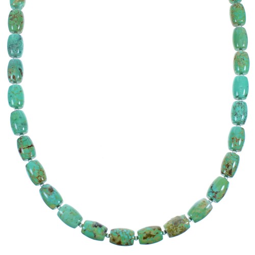 Genuine Sterling Silver And Turquoise Bead Necklace SX114649