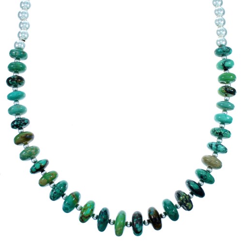 Turquoise And Sterling Silver Bead Necklace SX114647