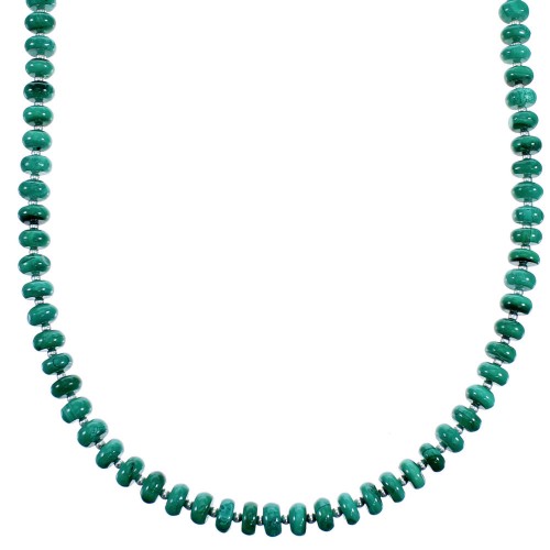 Malachite And Sterling Silver Southwest Bead Necklace RX114716