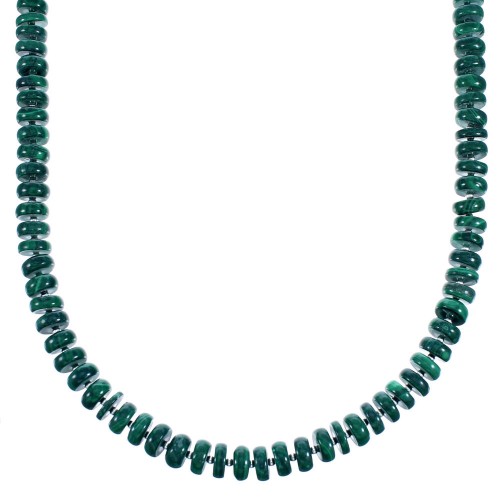 Malachite Genuine Sterling Silver Southwest Bead Necklace RX114717