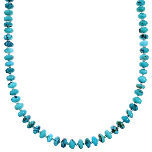 Southwest Sterling Silver Turquoise Bead Necklace RX114729