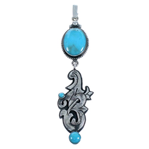 Southwest Turquoise Sterling Silver Pendant RX114755