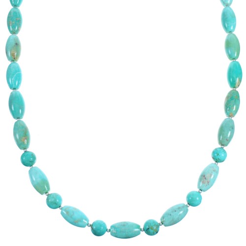 Turquoise And Sterling Silver Bead Necklace RX114774