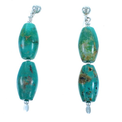 Turquoise Genuine Sterling Silver Post Dangle Bead Earrings RX114788