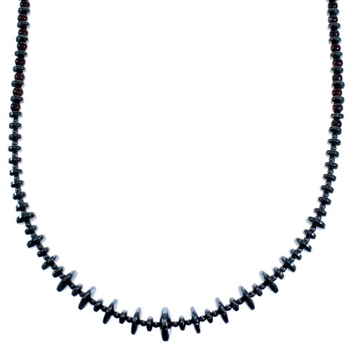 Sterling Silver Hematite And Garnet Bead Necklace SX114937