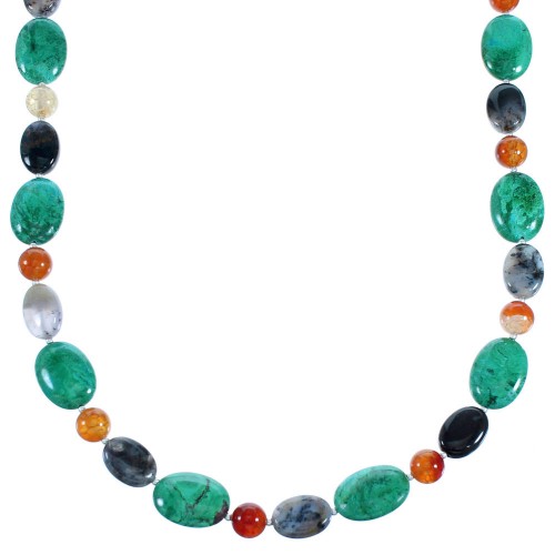 Southwestern Sterling Silver And Multicolor Bead Necklace SX114946