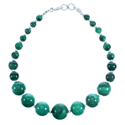 Sterling Silver And Malachite Bead Bracelet SX114967