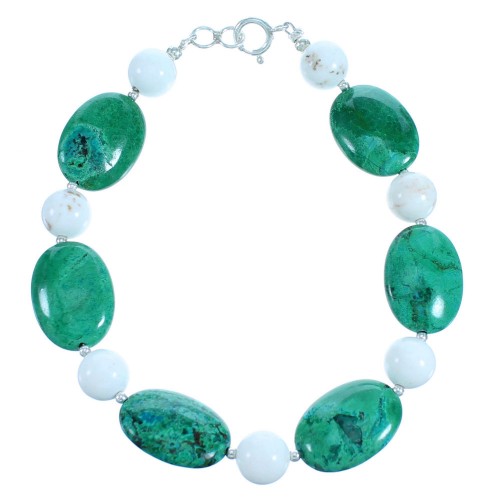 Chrysocolla And Howlite Southwest Sterling Silver Bead Bracelet SX114968