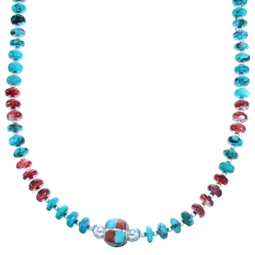 Multicolor Authentic Sterling Silver Southwest Bead Necklace SX115010