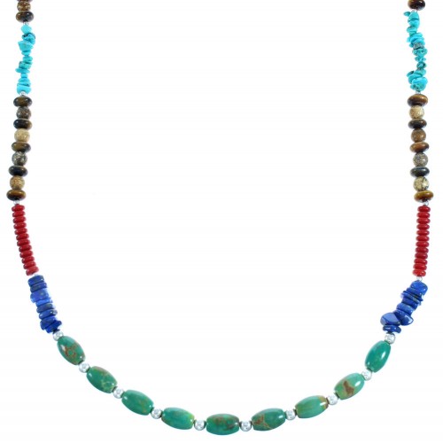 Southwest Sterling Silver And Multicolor Bead Necklace SX114999