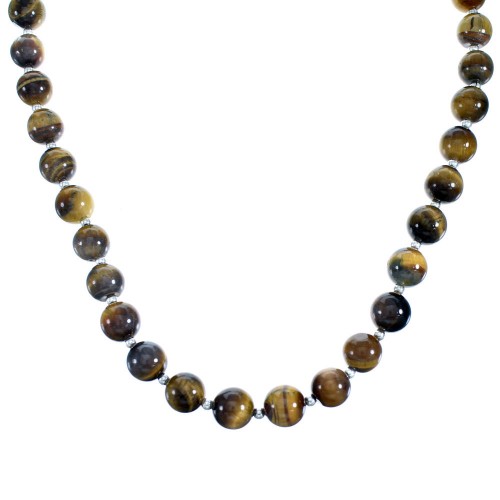 Tiger Eye Sterling Silver Southwest Bead Necklace SX115018