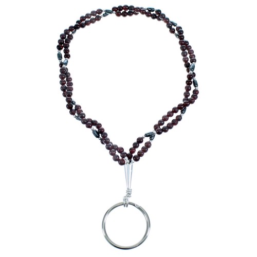 Garnet Hematite Southwest Sterling Silver Key Chain RX115127