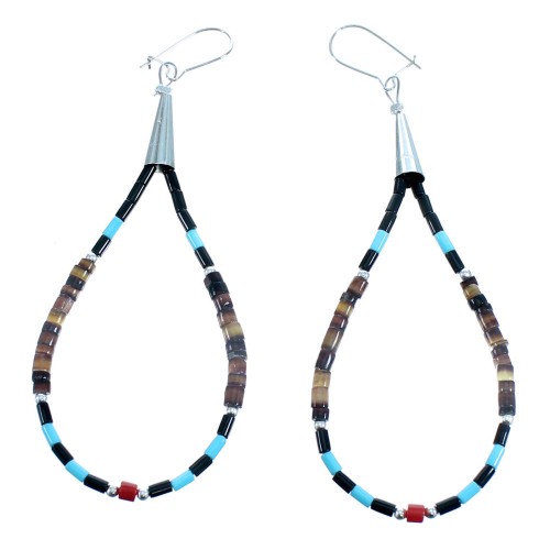 Sterling Silver Multicolor Bead Hook Dangle Earrings SX115171