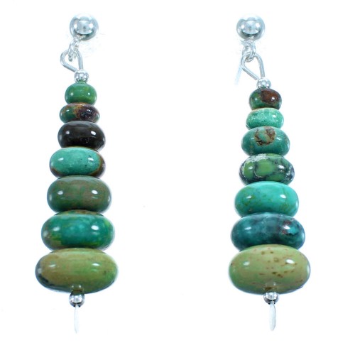 Turquoise And Sterling Silver Bead Post Dangle Earrings SX115166