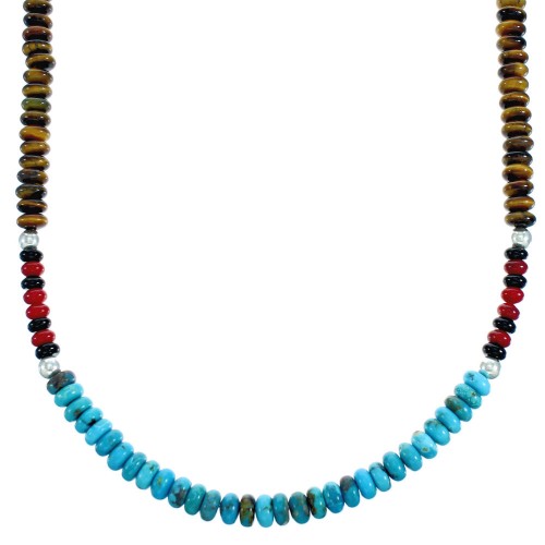 Multicolor Sterling Silver Southwest Bead Necklace RX115223