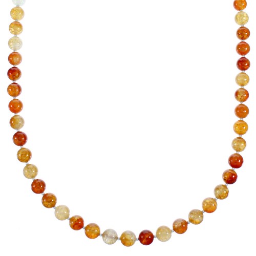 Sterling Silver Fire Agate Bead Necklace RX115244