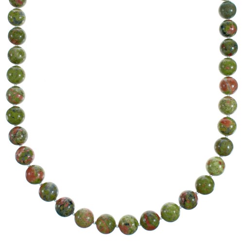 Southwest Unakite Authentic Sterling Silver Bead Necklace RX115240