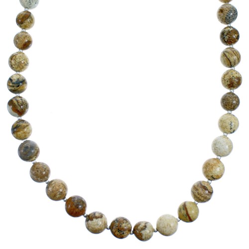 Picture Rock And Genuine Sterling Silver Bead Necklace SX115267