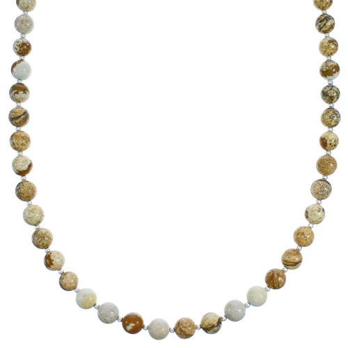 Southwest Picture Rock And Sterling Silver Bead Necklace SX115262