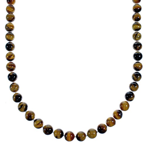 Sterling Silver And Tiger Eye Southwestern Bead Necklace SX115254