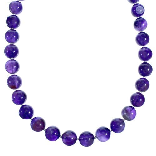 Southwest Sterling Silver Amethyst Bead Necklace SX115275