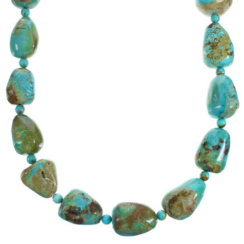 Turquoise And Authtentic Sterling Silver Bead Necklace SX115312
