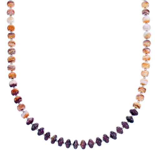 Purple And Orange Oyster Shell Sterling Silver Bead Necklace SX115337