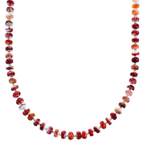 Red Oyster Shell Sterling Silver Bead Necklace SX115321