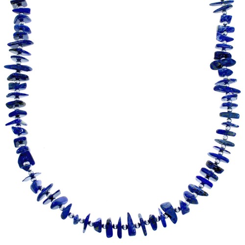 Southwestern Lapis Genuine Sterling Silver Bead Necklace SX115319