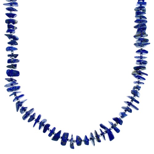 Authentic Sterling Silver And Lapis Bead Necklace SX115320