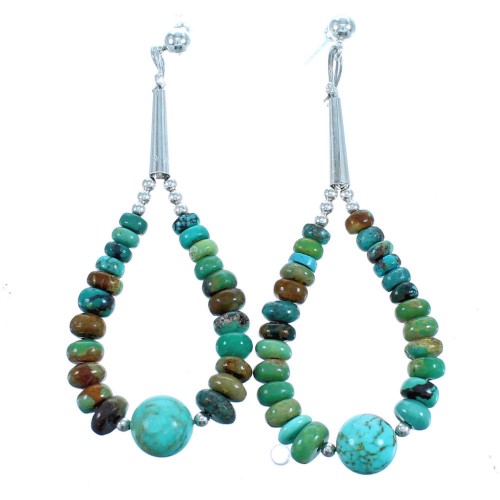 Sterling Silver Turquoise Post Dangle Bead Earrings RX115354